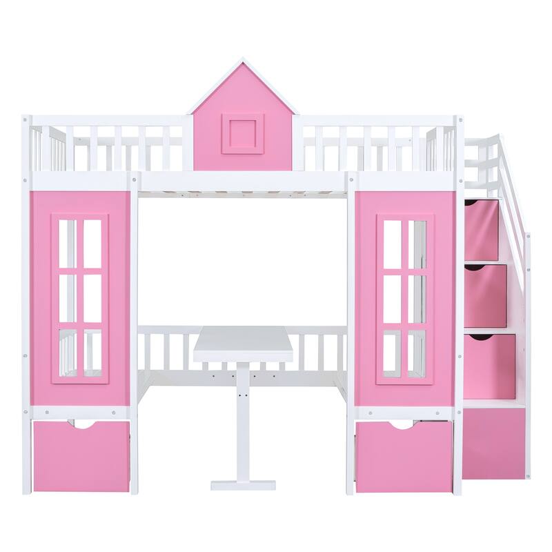 Bunk Bed with Changeable Table, Bunk Bed Turn into Upper Bed and Down Desk