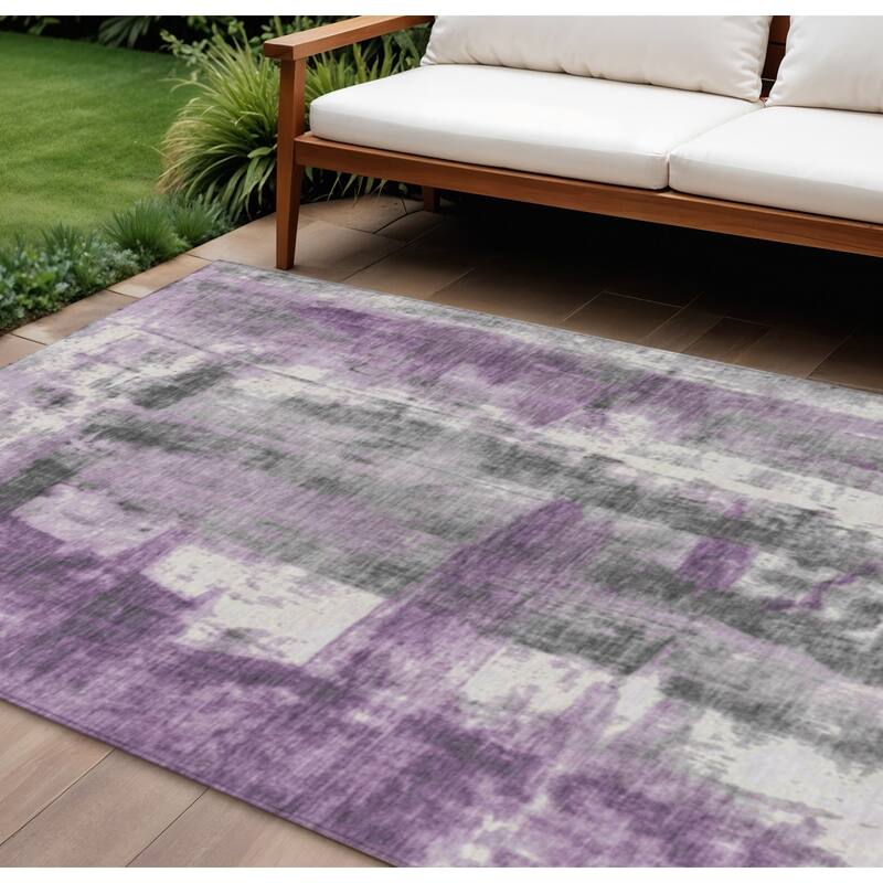 HomeRoots Abstract Transitional Rectangle Outdoor Rug - 9' X 12'