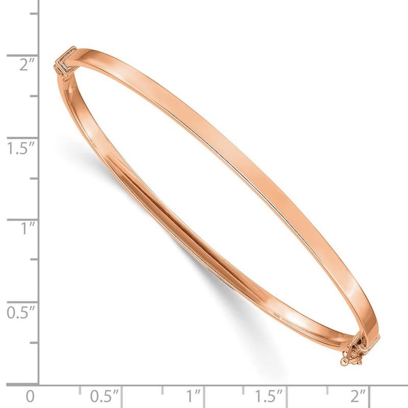 Curata 3mm 14k Rose Gold Polished Hinged Bangle Bracelet