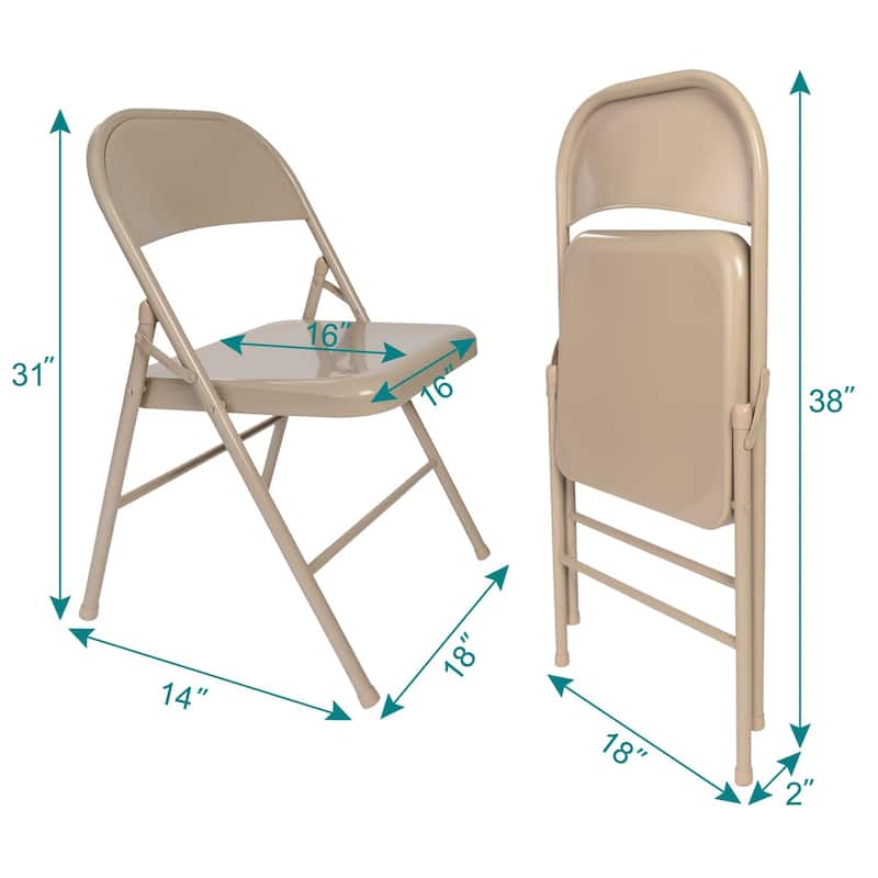 VECELO Dining Chairs Set of 4/8, Beige/Black Folding Chairs with Steel Frame
