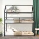 preview thumbnail 1 of 16, Twin Metal Bed Frame, Twin Over Twin Bunk Bed w/Ladder & Guardrail Black - Twin
