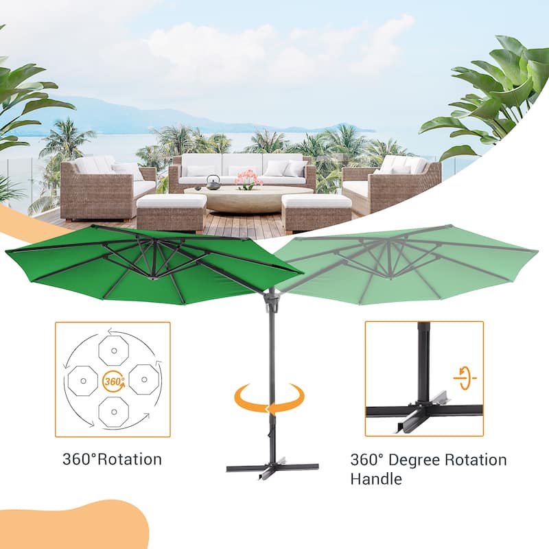 LIVOOSUN 11Ft Cantilever Patio Umbrella,Offset Hanging Umbrella