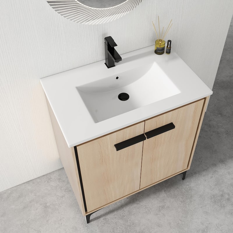 ARTCHIRLY 24/30 Inch Bathroom Vanity with Sink, Freestanding Bathroom Vanity with Soft Close Door and Adjustable Shelf