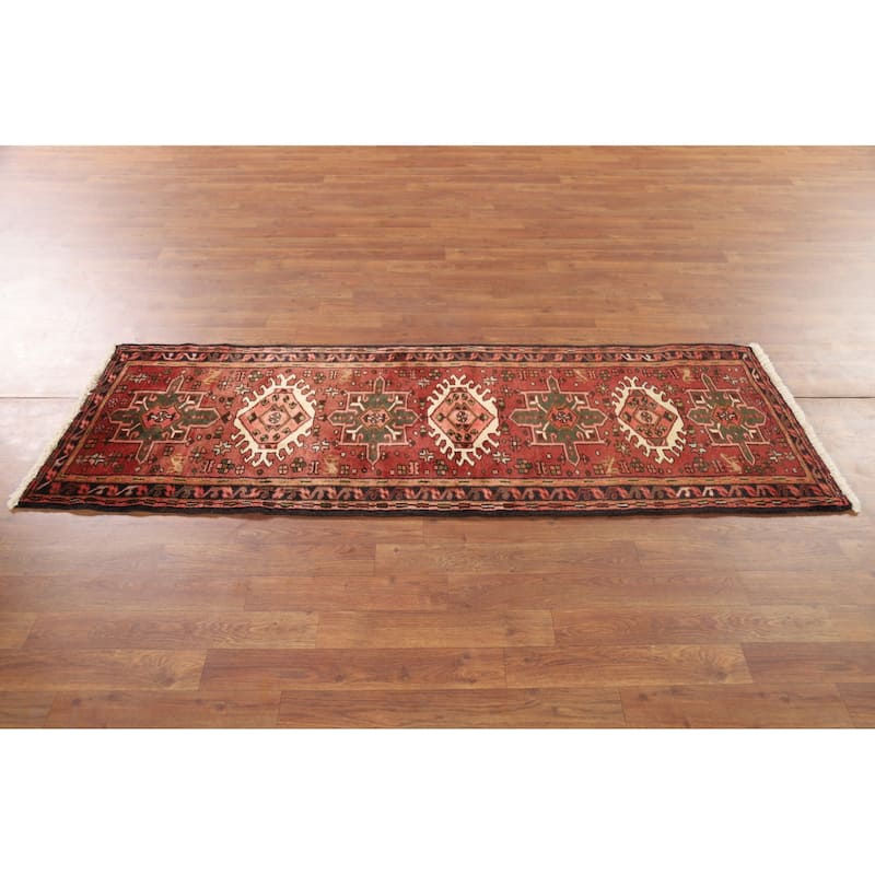 Tribal Geometric Gharajeh Persian Runner Rug Handmade Wool Carpet - 2'2" x 6'1"