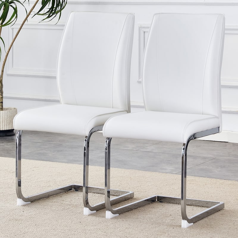 Set of 2 High Resilience Dining Chair with Arched Metal Silver Leg