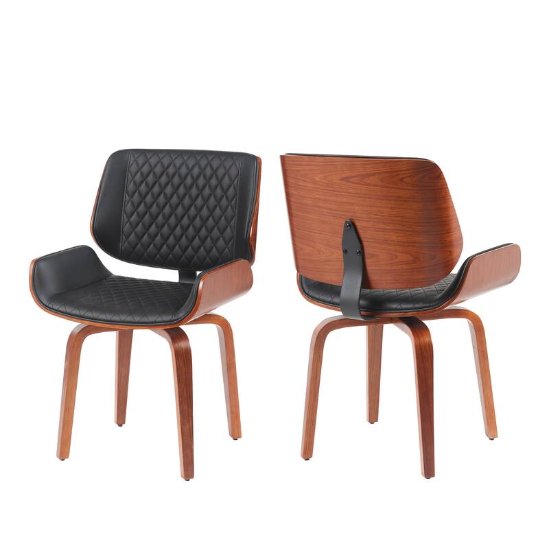 Swivel Bar Stool Dining Chairs Accent Chairs with PU Leather Upholstery and Wood Frame, Set of 2 - Black