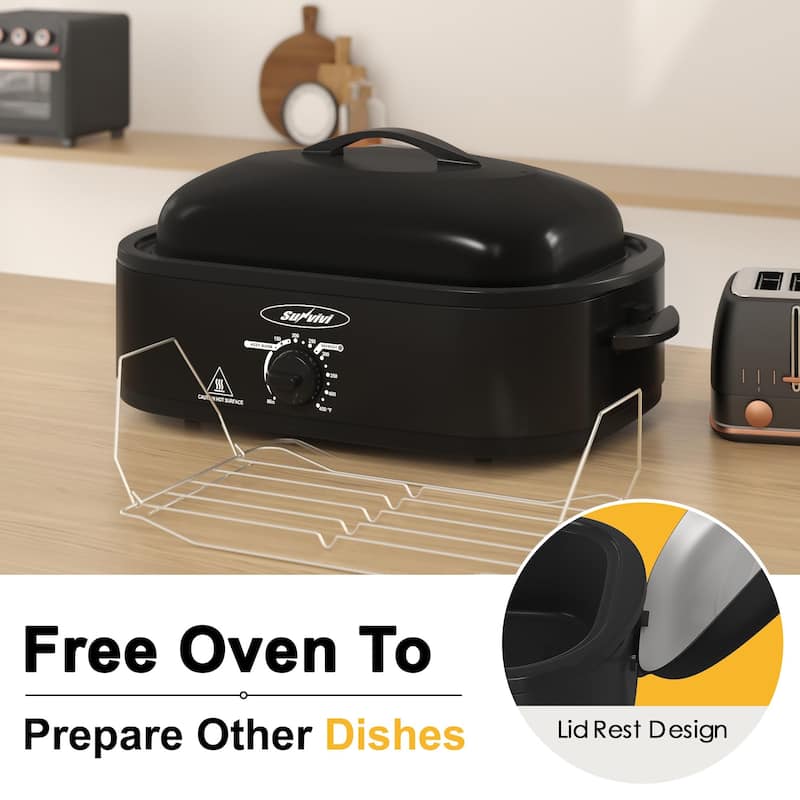 14-Quart Electric Roaster Oven with Self-Basting Lid