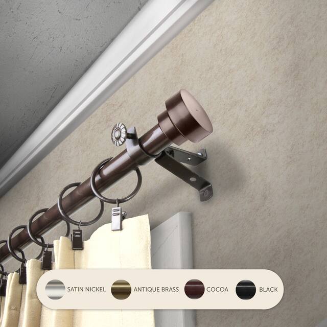 InStyleDesign Bowler Adjustable Curtain Rod - 18 to 28 inches - Cocoa