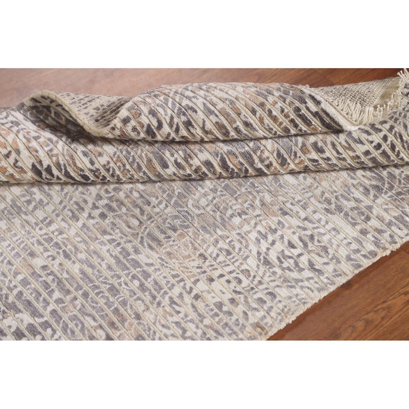 Modern Indian Accent Rug Handmade Indian Wool Carpet - 2'8"x 6'5"