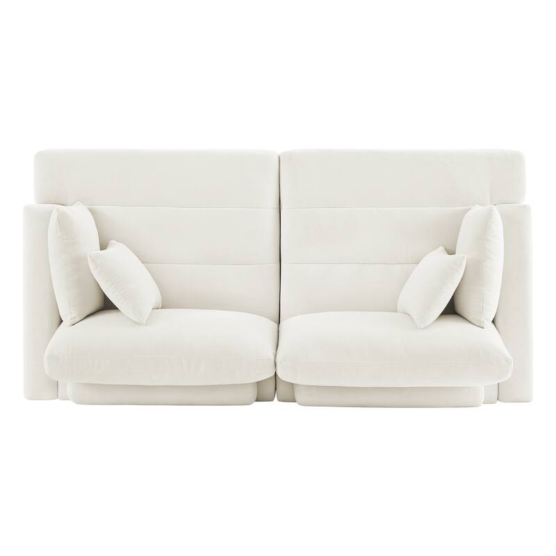 88"W 3-Seater Sofa Chenille Upholstered Couch Modern Loveseat Sofa Wooden Frame Sofa for Living Room