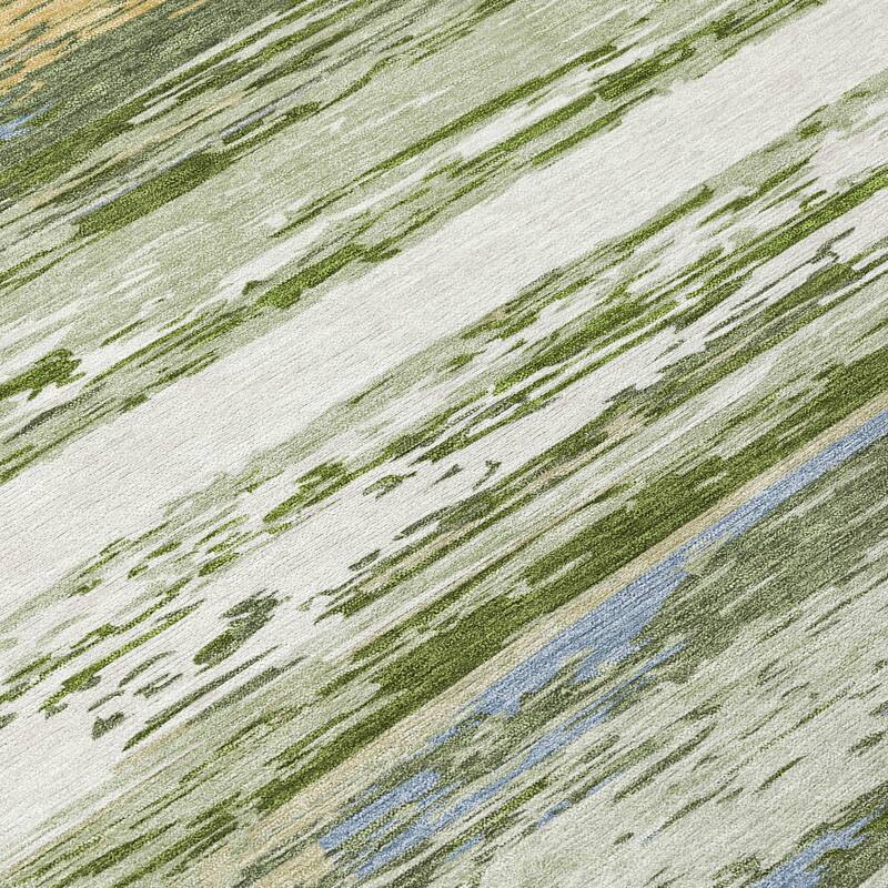Machine Washable Indoor/ Outdoor Abstract Stripes Chantille Rug