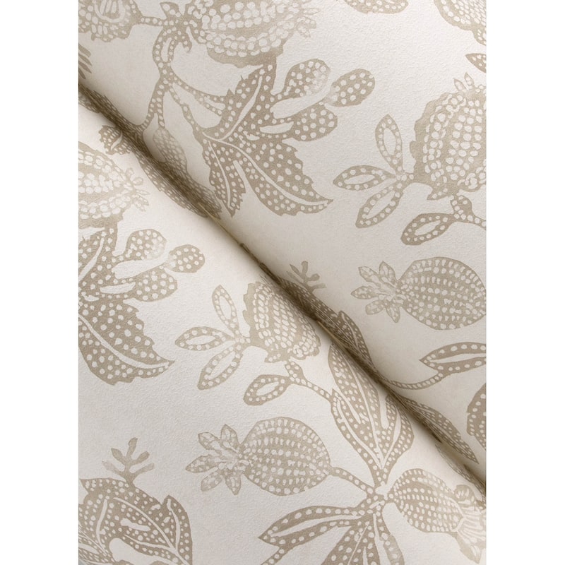 A-Street Prints Beach Rose Neutral Floral Fruits Wallpaper