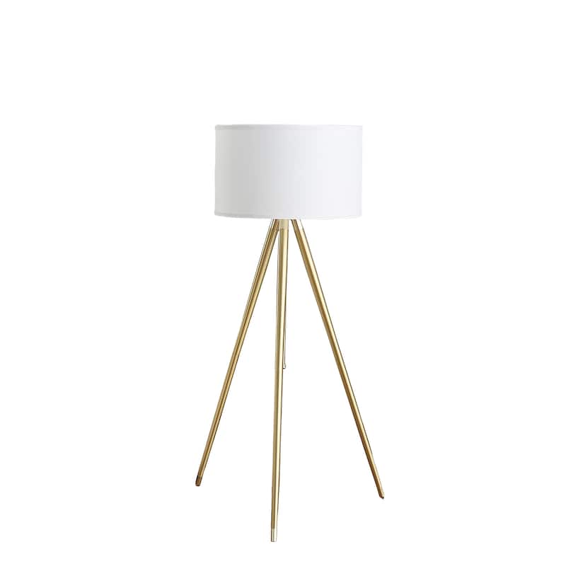 Adjustable Height Shiny Gold Modern Tripod Floor Lamp