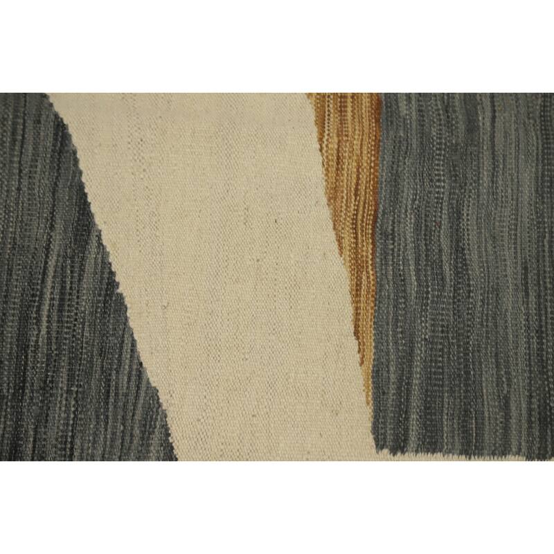 Hand Woven Oriental 100% Wool Carpet Southwestern Modern Beige & Ivories Kilim Area Rug - 13' 2'' X 9' 11''