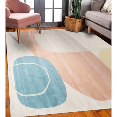 Home Decor Multicolored Hand-Tufted Wool Modern Rug by EORC Stylish and Vibrant Area Rug for Enhancing the Contemporary Flair