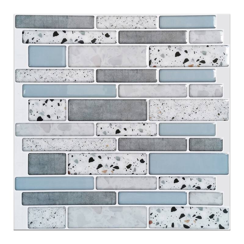 Art3d 12"x12" Vinyl Peel and Stick Backsplash Tile (10-Pack) aqua stone look - 11.8 inch × 11.8 inch
