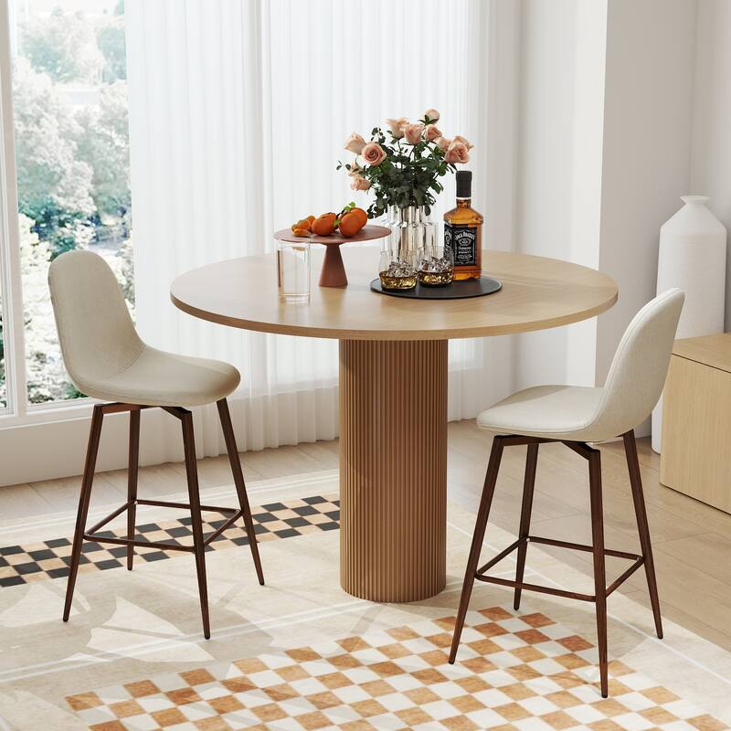 Homy Casa Set of 2 Fabric Counter Stools with Curved Back and Metal Legs - For Kitchen Islands and Counter Seating - N/A
