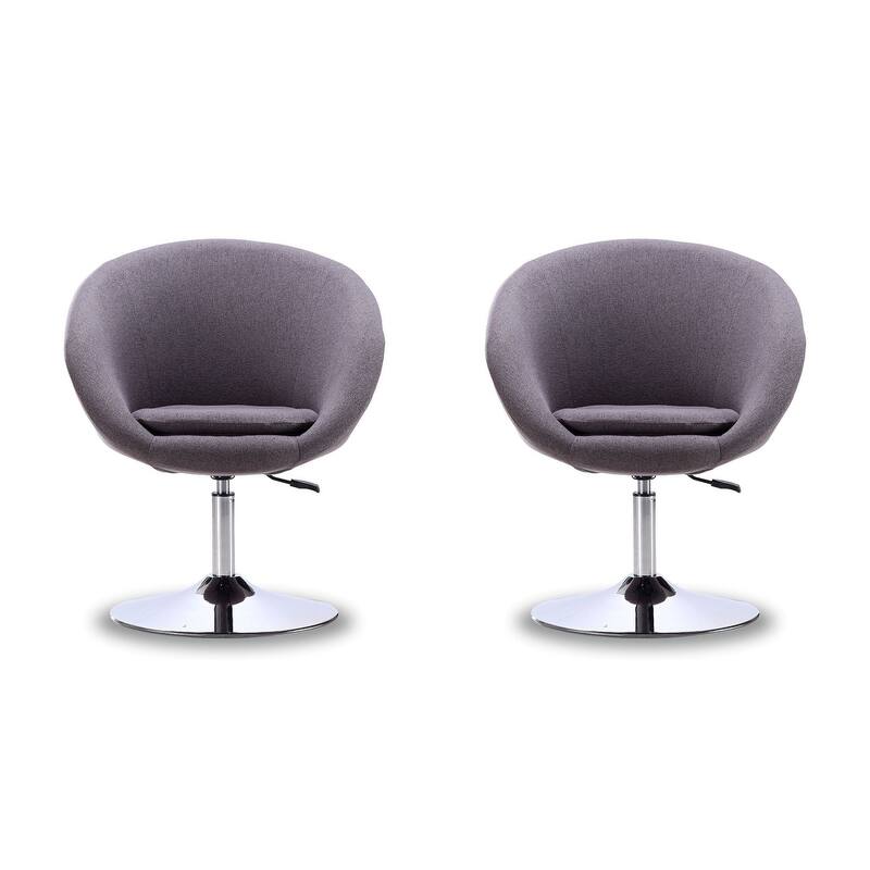 Manhattan Comfort Hopper Chrome Faux Leather Adjustable Height Chair (Set of 2) - Grey