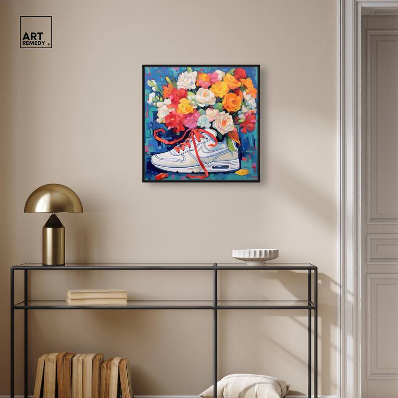 Whimsical Sneaker with Flowers Canvas by Art Remedy
