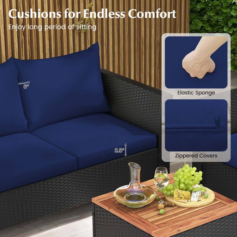 Costway 8 PCS Wicker Patio Furniture Set with Removable Cushions - See Details