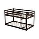 preview thumbnail 8 of 8, Twin over Twin Bunk Bed Wooden Low Bunk Bed Frame Kids Floor Bed with Safety Guardrail and Ladder for Kids Bedroom, Espresso