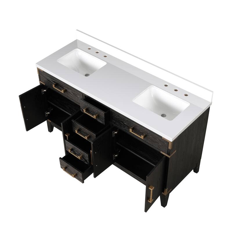 Laurel 60 in W x 22 in D Black Oak Double Bath Vanity and Cultured Marble Top