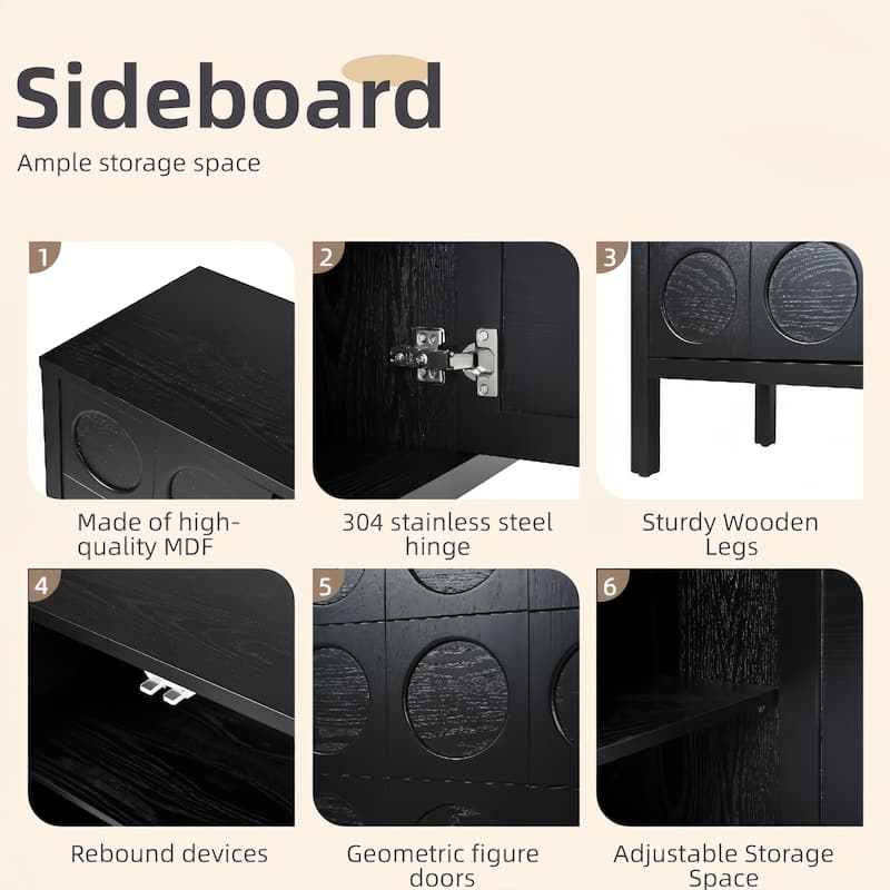 Storage Sideboard Cabiney with Unique Geometric Circle Door Design