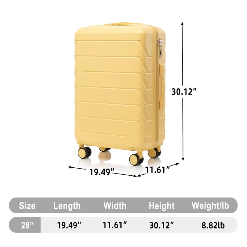 28 Inch Large Checked Luggage, Scratch Resistant Surface Four Multi-Directional Wheels, With Combination Lock and Side Hooks