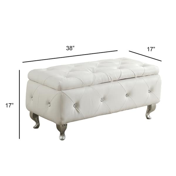 dimension image slide 3 of 6, Upholstered Tufted Storage Bench