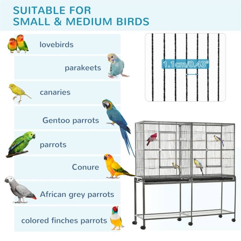 Spacious Metal Bird Cage with Perches, Food Containers & Storage Shelf Ideal for Small to Medium Birds