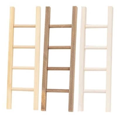 12-Inch Decorative Wooden Ladders in White, Brown and Natural Wood Finish for Home Decor - 3.50”L x 0.50”W x 12”H