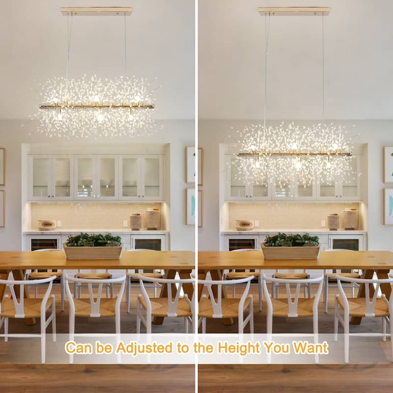 9-Light Modern Firework Crystal Chandelier for Dining Room Living Room Bedroom, Classic Semi Flush Mount Chandelier