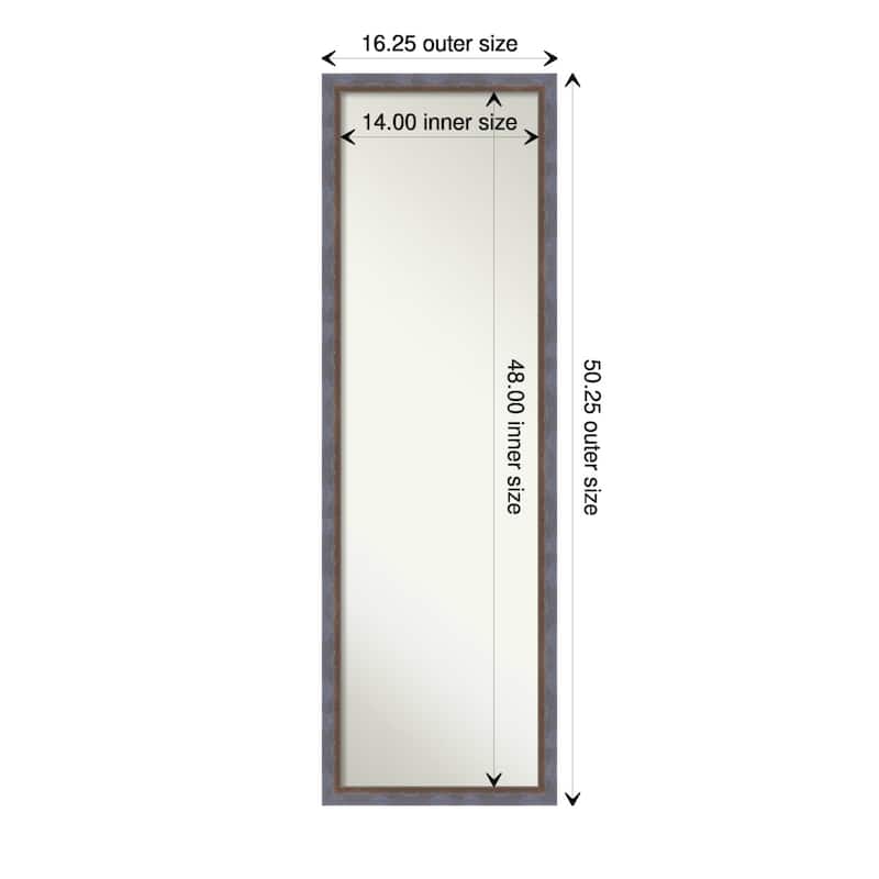 Two Tone Non-Beveled Wood Framed Full-Length On the Door Mirror - Glass Size 14x48 - Two Tone Blue Copper