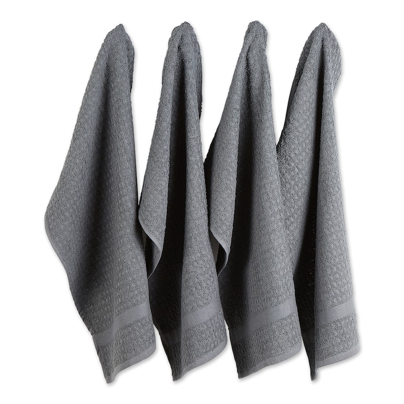 DII Solid Terry Waffle Dishtowel Set of 4