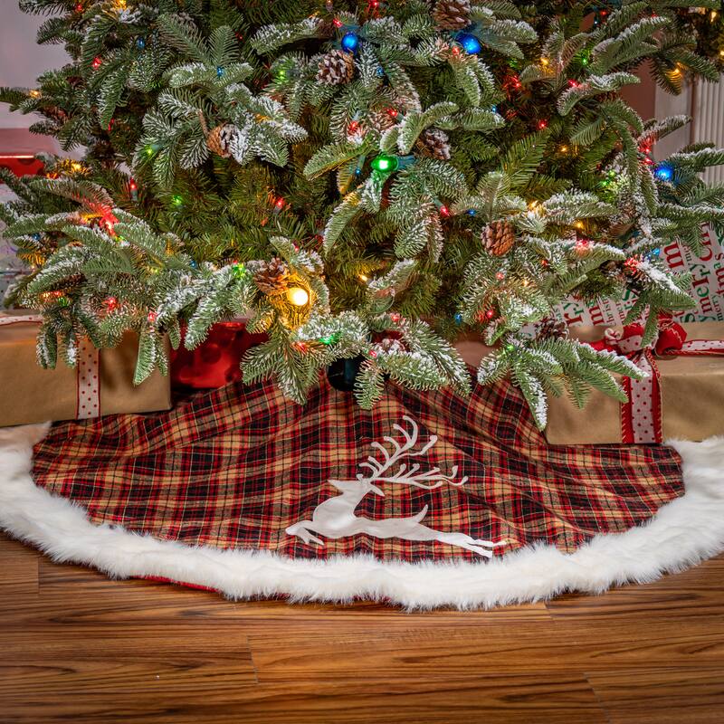 50 in. Reindeer Holiday Tree Skirt - 50x1x50