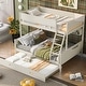 preview thumbnail 1 of 4, Twin over Full Bunk Bed with Storage Shelves and Twin Size Trundle Twin - Cream