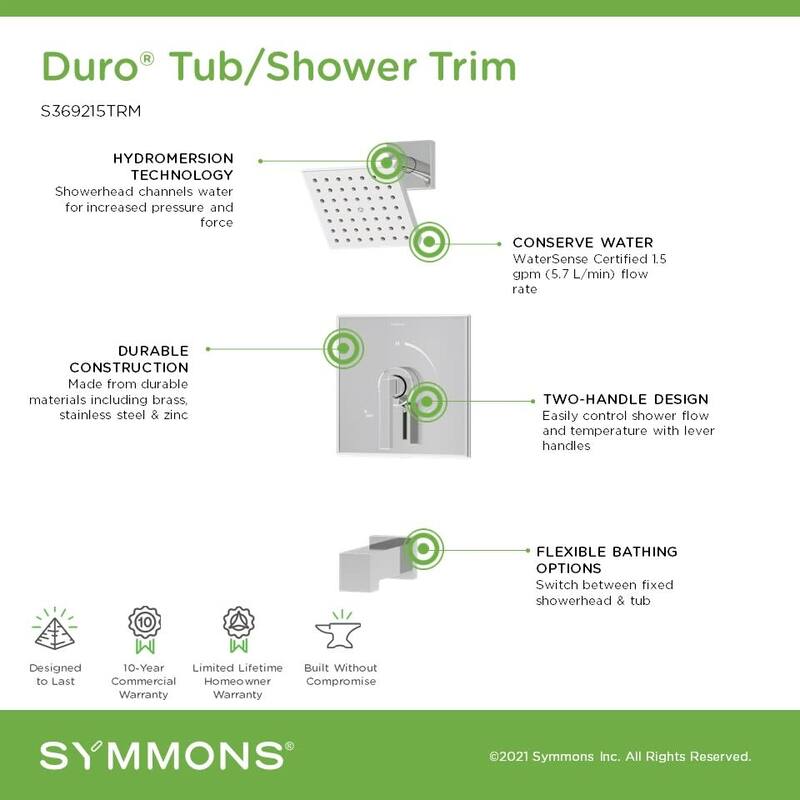 Symmons S369215TRM Duro HydroMersion Tub and Shower Trim Package with