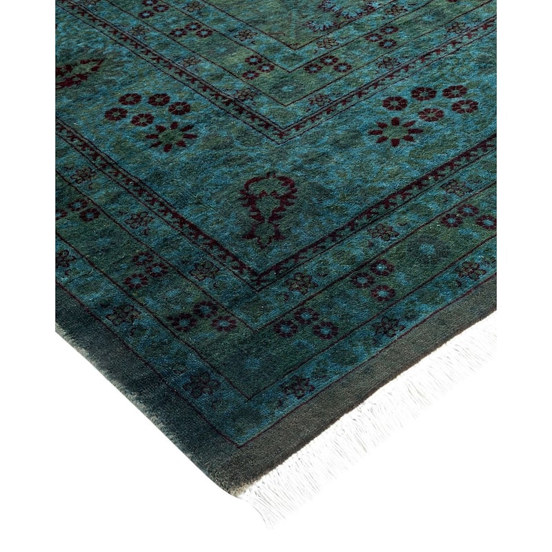 Overton Handknotted Wool Vintage Inspired Contemporary Overdyed Gray Area Rug - 17' 9" x 9' 1"
