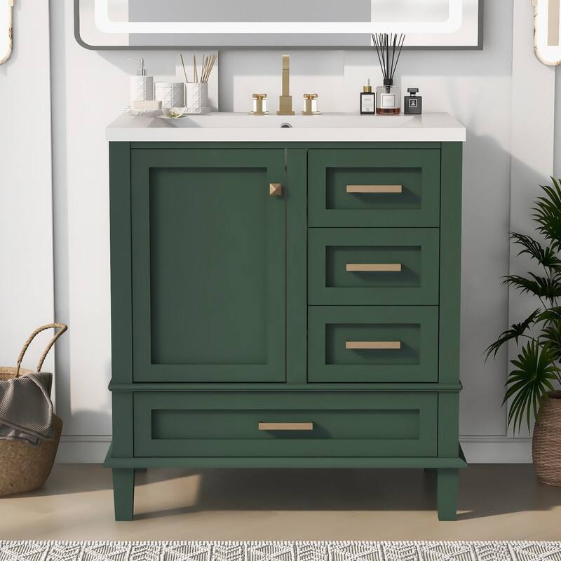 Solid Wood Frame 30" Bathroom Vanity with Sink , 3 Drawers