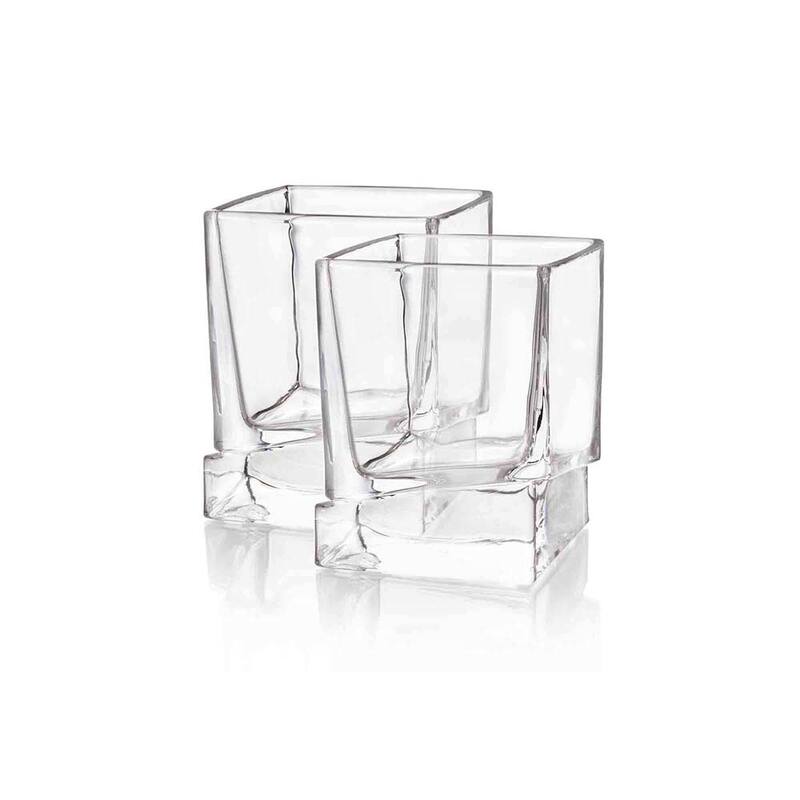 JoyJolt Carre Square Whiskey Glasses, 10 Oz Set of 2 Old Fashioned Glasses - 10 oz