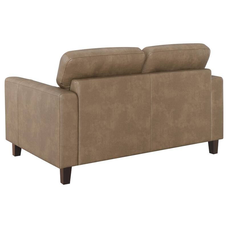 Scotland Faux Leather Upholstered Track Arm Loveseat