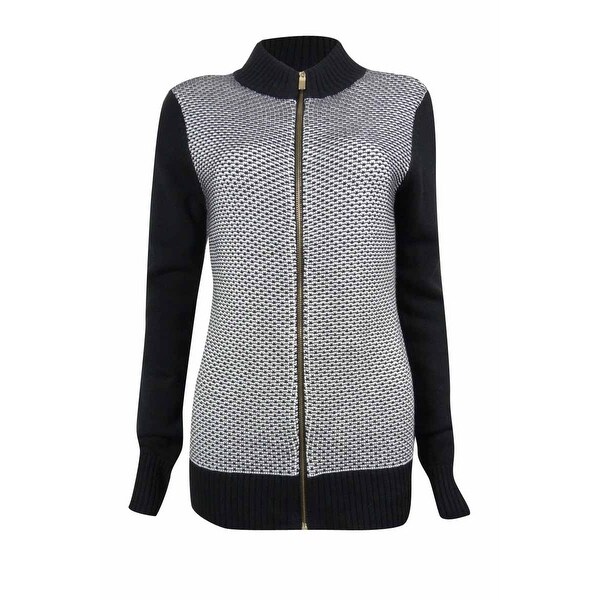 black zip front sweater