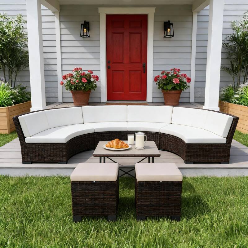 GDFStudio - Miles Versatile Wicker Ottoman Cubes for Outdoor Seating and Flexible Use Set of 2