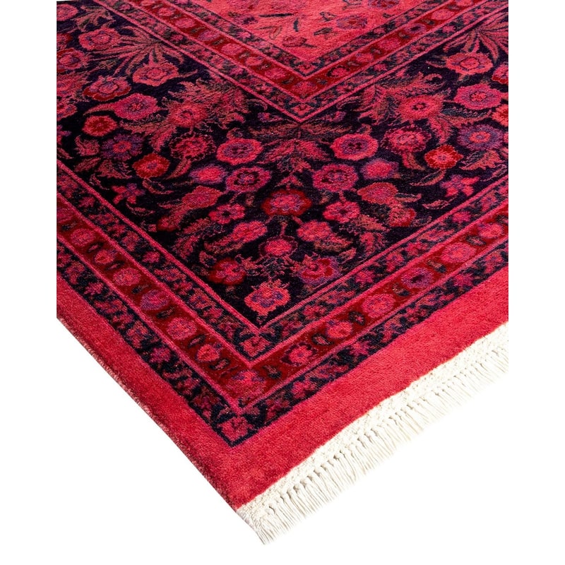 Overton Hand Knotted Wool Vintage Inspired Modern Contemporary Overdyed Pink Area Rug - 9' 2" x 12' 0"