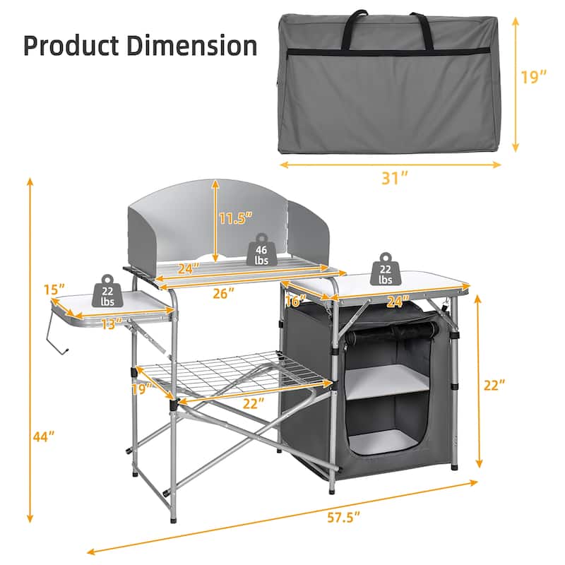 Costway Foldable Camping Table Outdoor BBQ Portable Grilling Stand