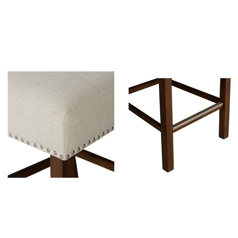 510 Design Aubrey Upholstered Counter Stool with Nailhead Trim Set of 2