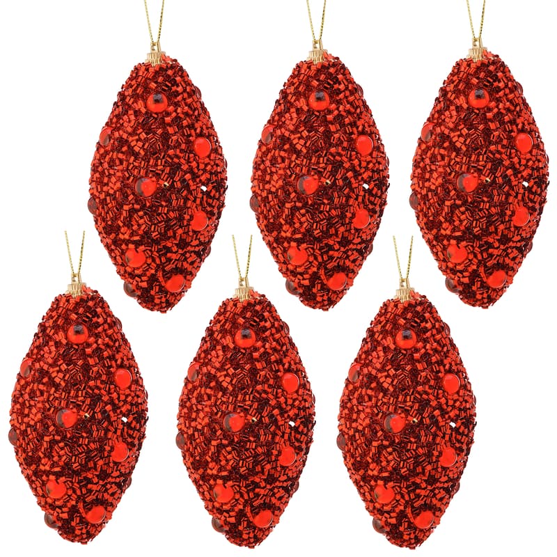 120mm Shatterproof Plastic Beaded Finial Ornament Set of 2
