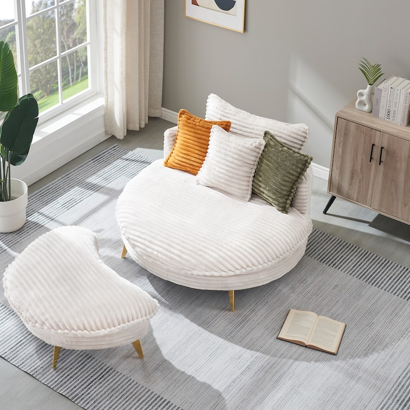 65-Inch Corduroy Sofa with Matching Pillows for Small Spaces