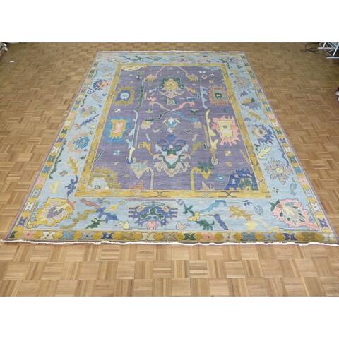 Hand Knotted Purple Oushak with Wool Oriental Rug (10' x 13'11") - 10' x 13'11"