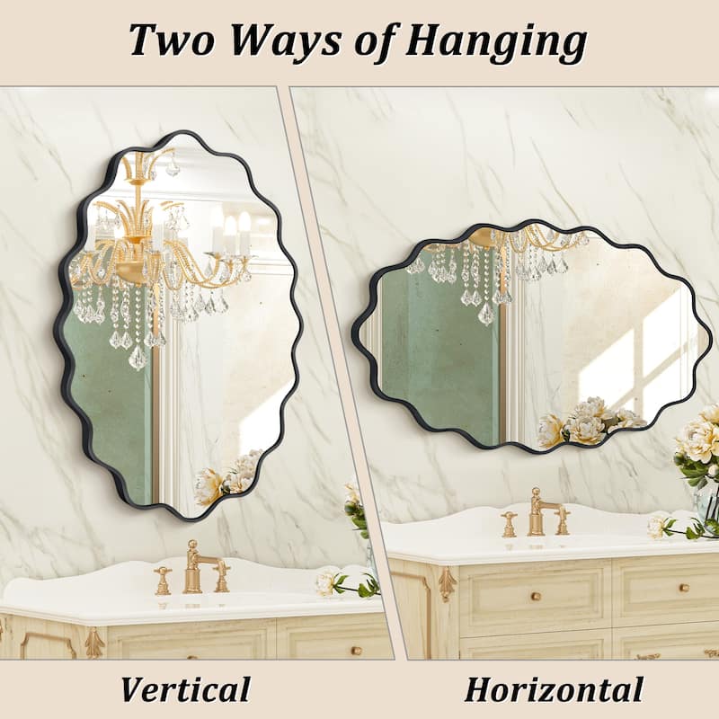 ALuminum Alloy Framed Wavy Oval Wall Mirror